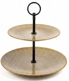 Mallorca Beige Two Tier Cake Stand, 1 set