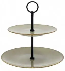 Hardstone Pistacchio Two Tier Cake Stand, 1 set