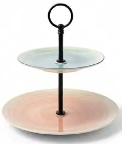 Artistic Blue & Pink Two Tier Cake Stand, 1 set