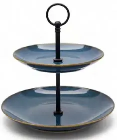 Mallorca Blue Two Tier Cake Stand, 1 set