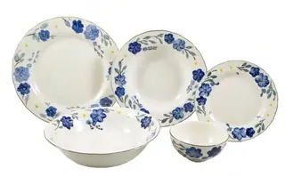 Blue Flower 21-Pc Dinner Set, set of 21