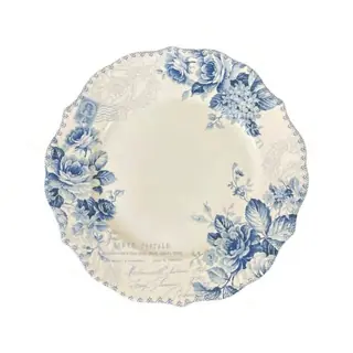 Bijou Rose Navy Blue Dinner Plate, set of 6