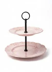 Hudson Pink Two Tier Cake Stand, 1 set