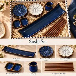 Indigo Lotus Sushi Set, gift box set