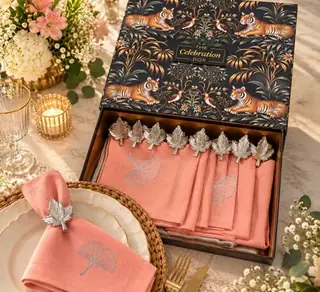 Blush Ginkgo Linen Box, gift box