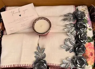 Rose Stitch Linen Box, gift box